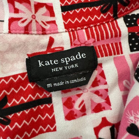 Kate Spade Two Piece Holiday Christmas Pajamas Set Women's MEDIUM Pants Shirt - Picture 3 of 5